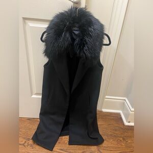 Zara Black long Vest with Neck Feathers